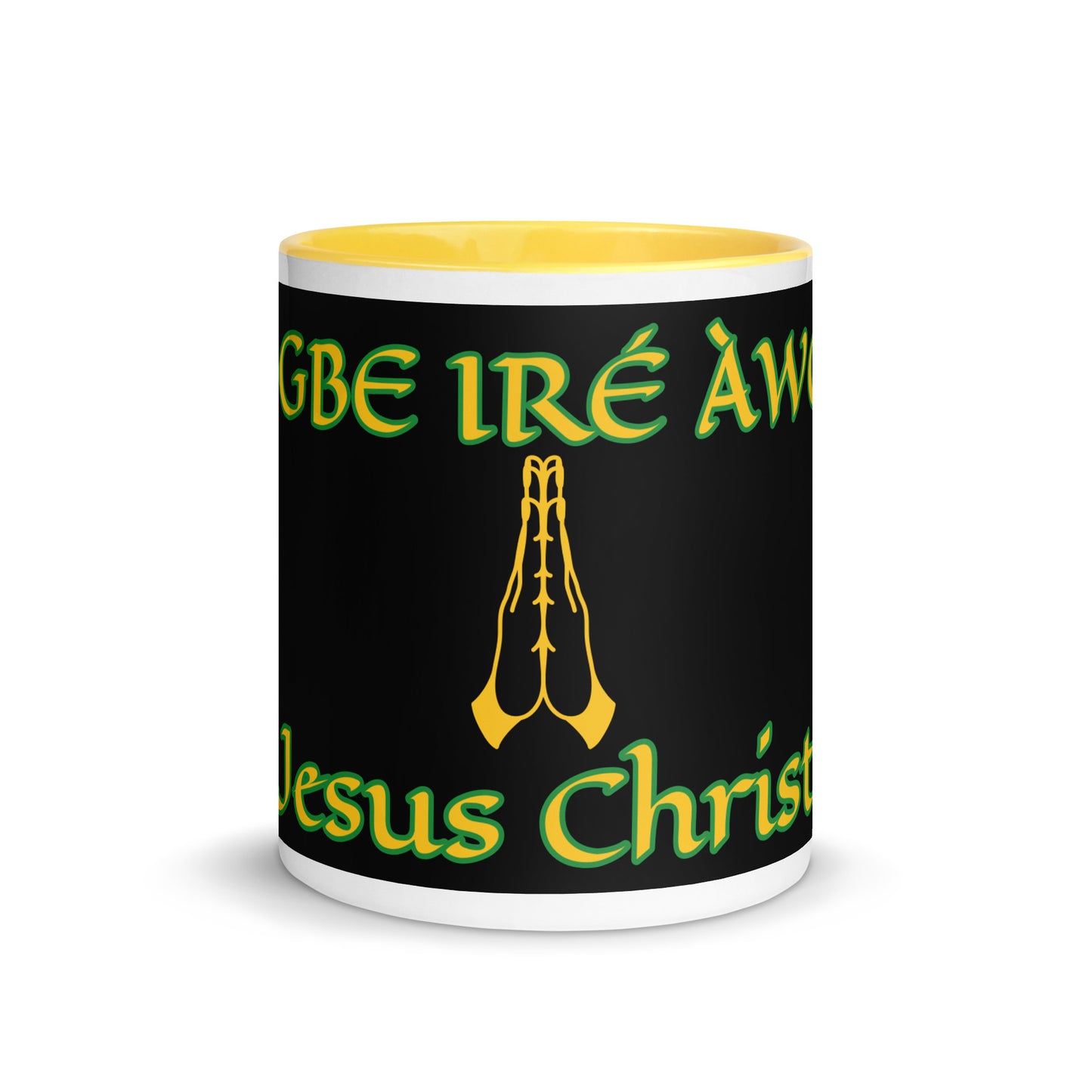 Egbe Jesus Christ black Mug with Color Inside