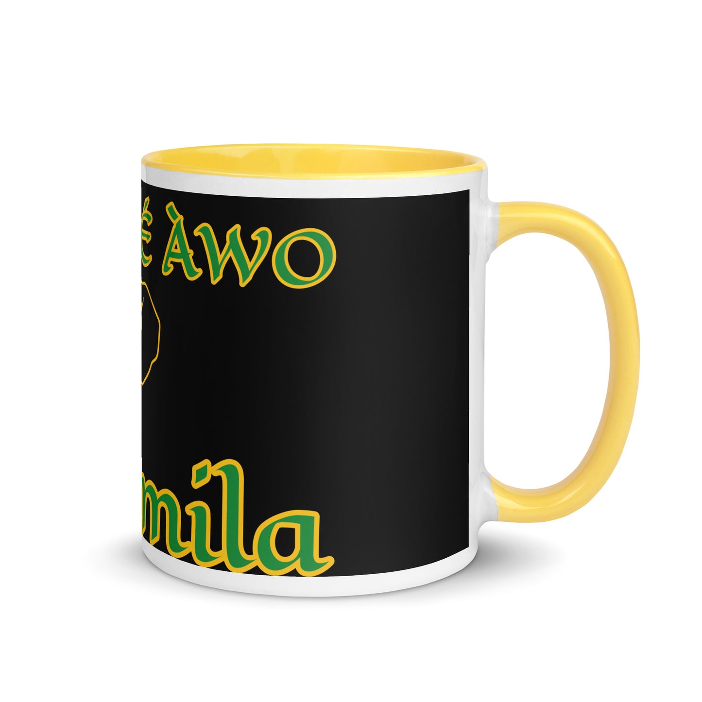 Egbe Orunmila Lucumi black Mug with Color Inside