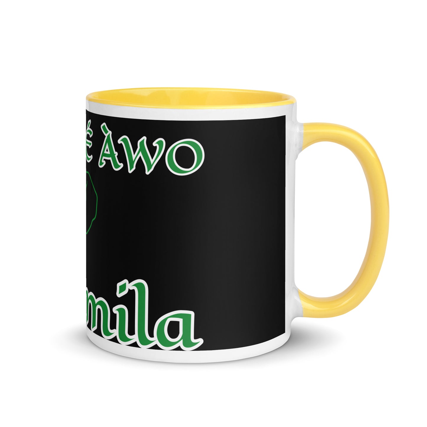 Egbe Orunmila Ájé ju Ogun black Mug with Color Inside