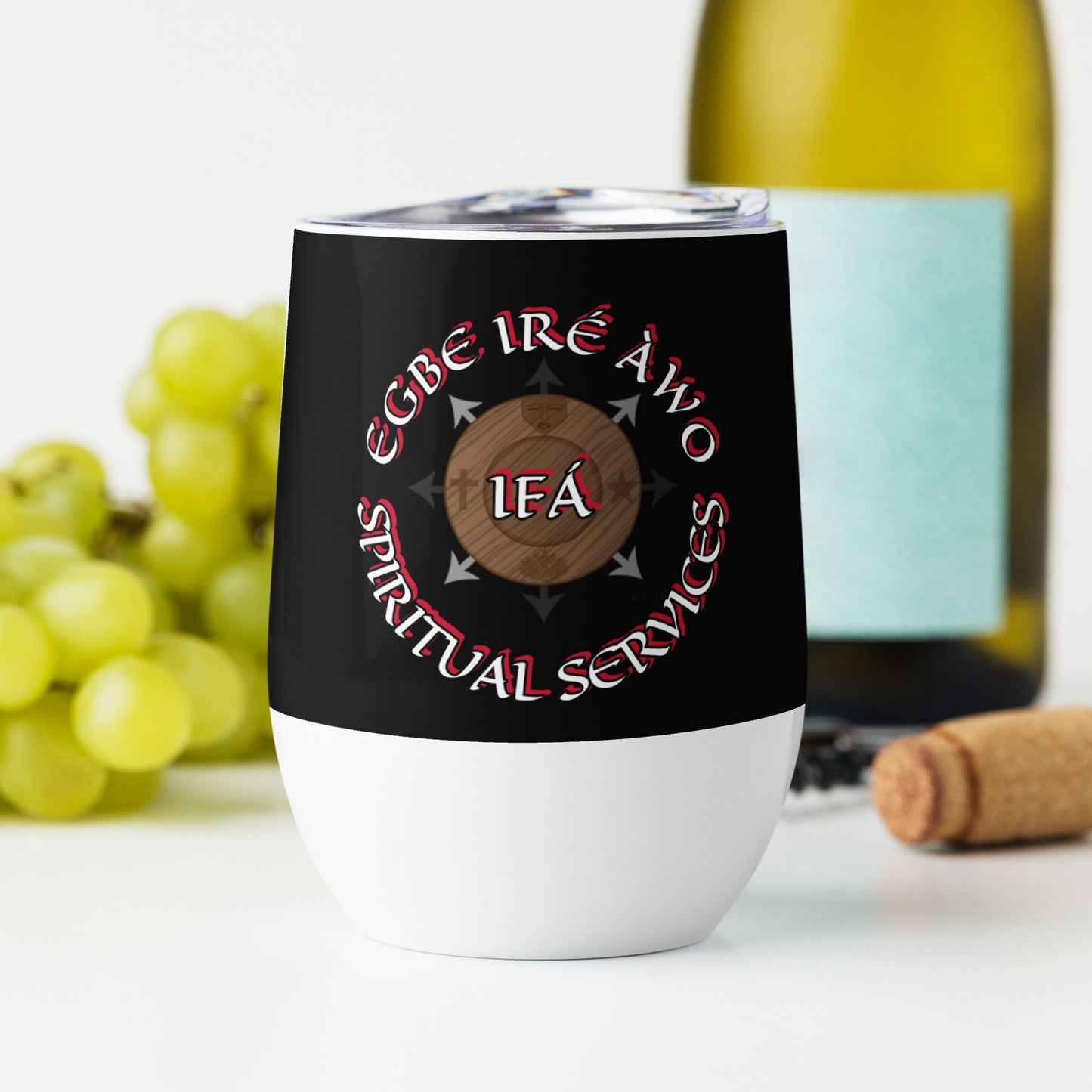 EGBE IRÉ ÀWO Signature Logo Black Wine tumbler