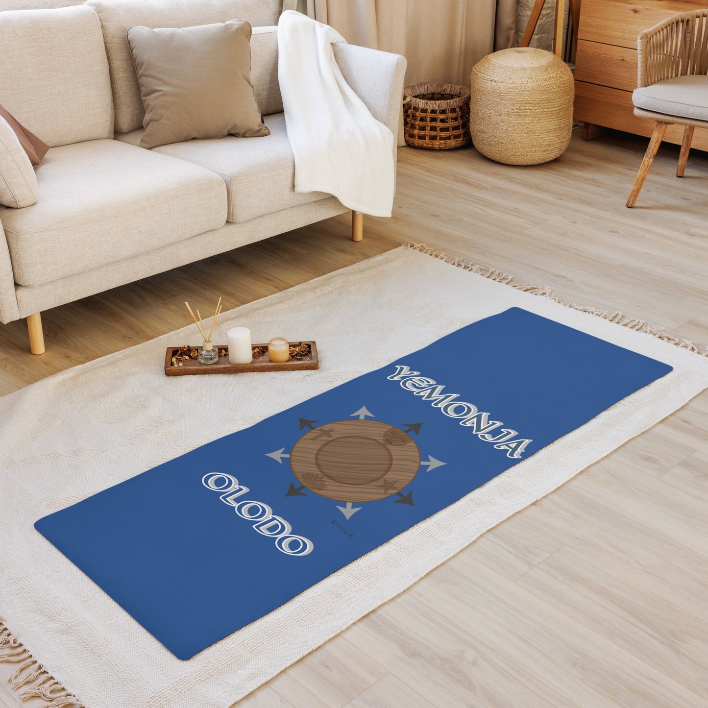 Egbe Logo Yemonja Divination Blue mat