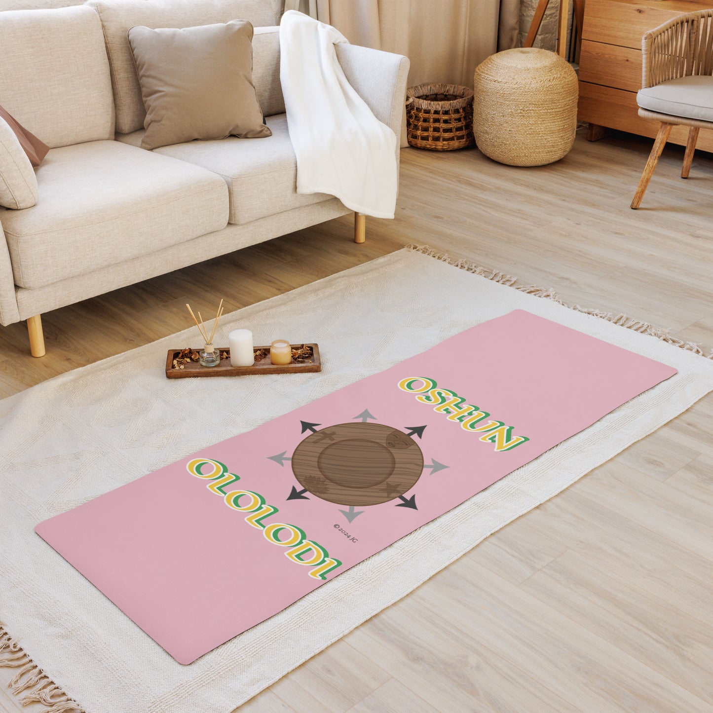 Egbe Logo Oshun Ololodi Divination Pink mat