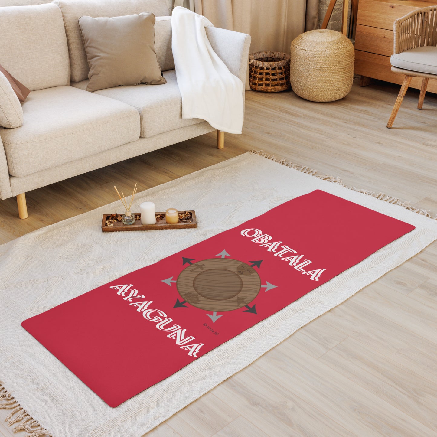 Egbe Logo OBATALA Ayaguna  Divination mat Red