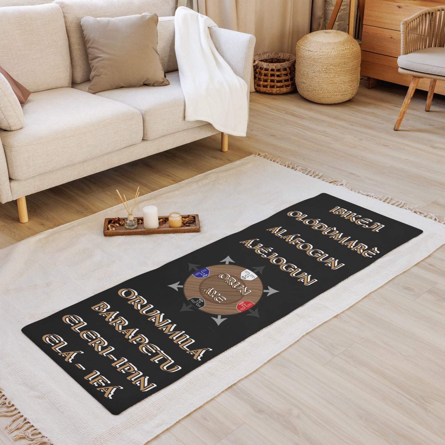 Egbe Logo ORUNMILA  Supreme Divination mat Black Free Shipping