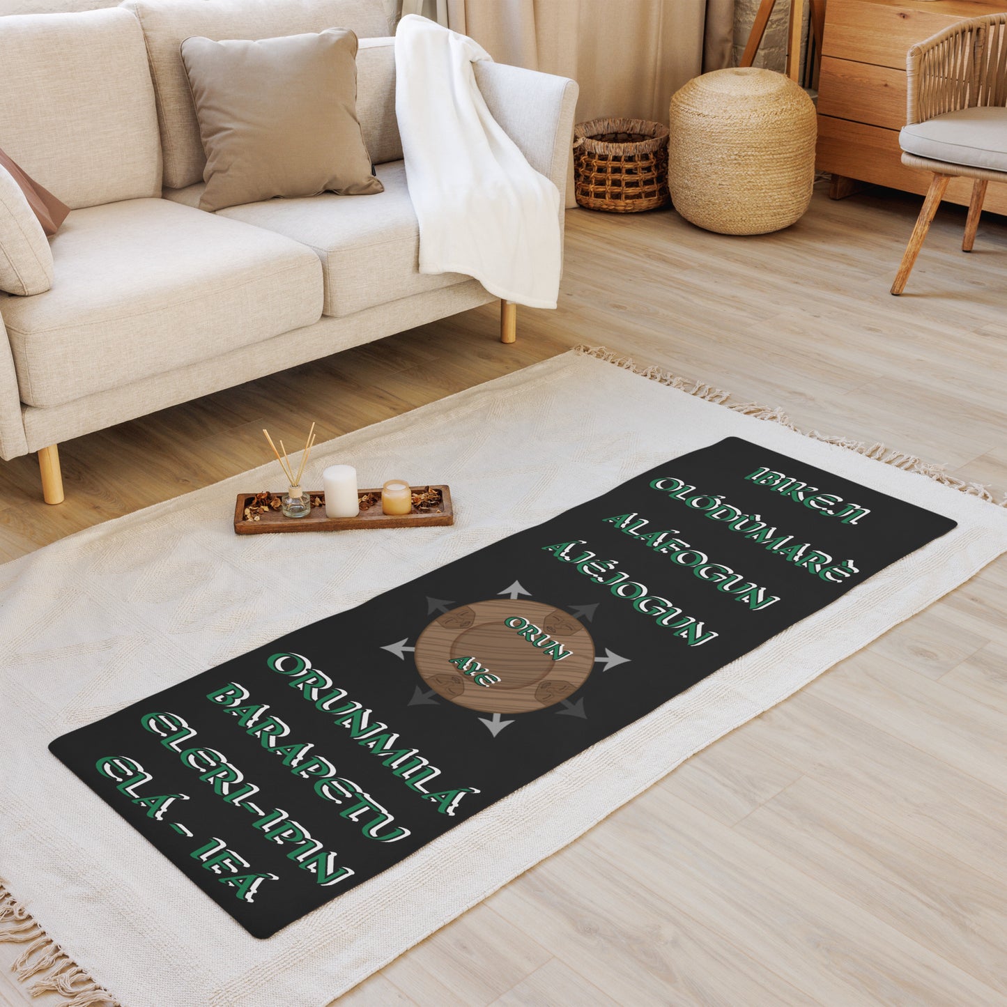 Egbe Logo IBIKEJI Olodumare ORUNMILA  Ajejogun Divination mat Black Free shipping