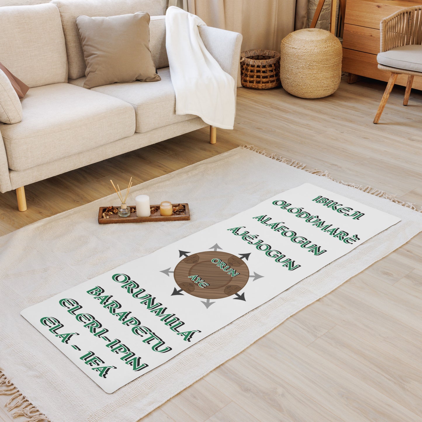 Egbe Logo IBIKEJI Olodumare ORUNMILA  Ajejogun Divination mat White Free shipping