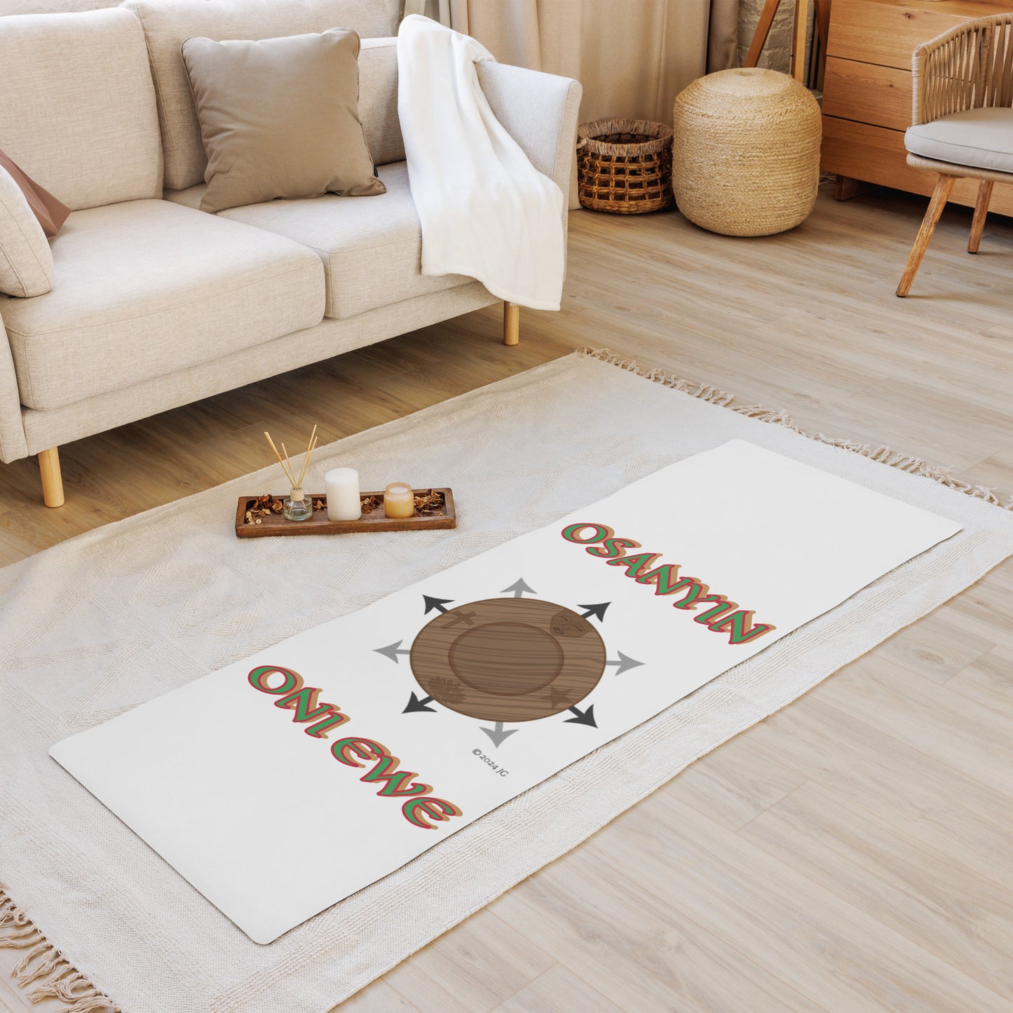 Egbe Logo Osanyin Isese Divination mat White