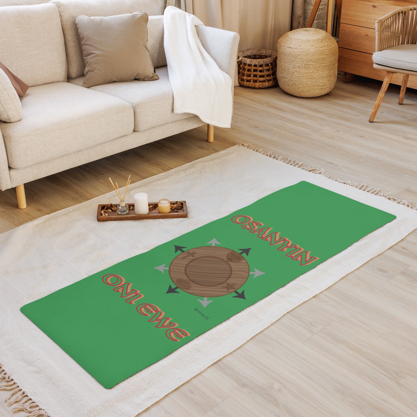 Egbe Logo Osanyin Isese Divination mat Green